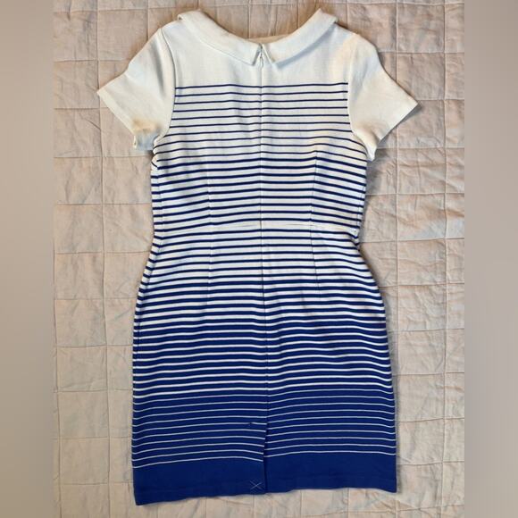 Talbots Blue & White Preppy Nautical Striped Ombre Sheath Dress - 10 Petite - Picture 4 of 10